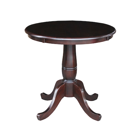 International Concepts Round 30 in Round Top Pedestal Table, 28.9 inH, Rich Mocha, 30 W, 30 L, 28.9 in H, Wood, Rich Mocha K15-30RT